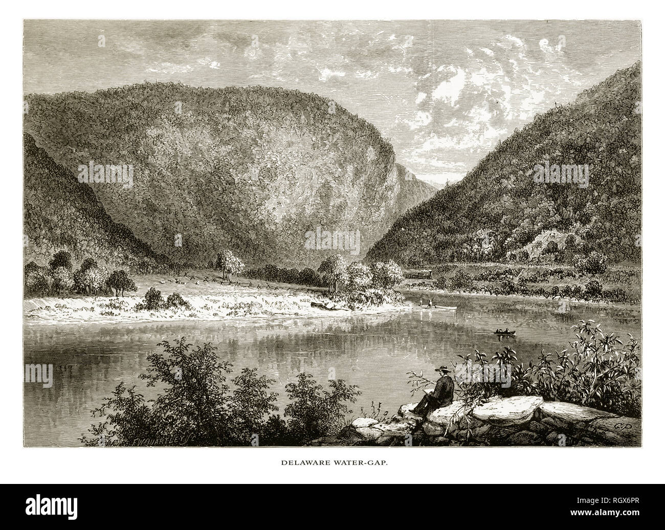 Fiume Delaware Water Gap, Pennsylvania, Stati Uniti, American incisione Vittoriano, 1872 Foto Stock