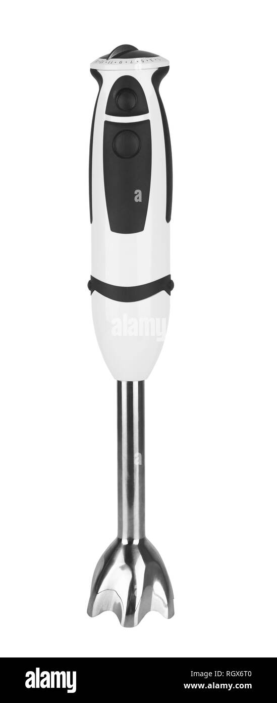 Electric frullatore a immersione su sfondo bianco Foto Stock