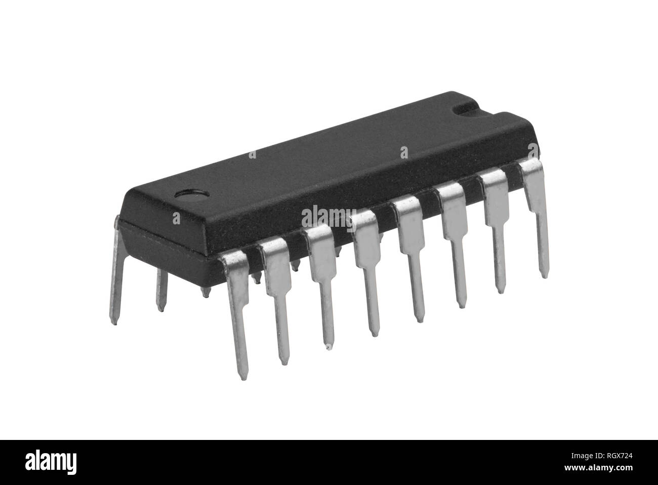 Nuovo microchip isolato su uno sfondo bianco Foto Stock