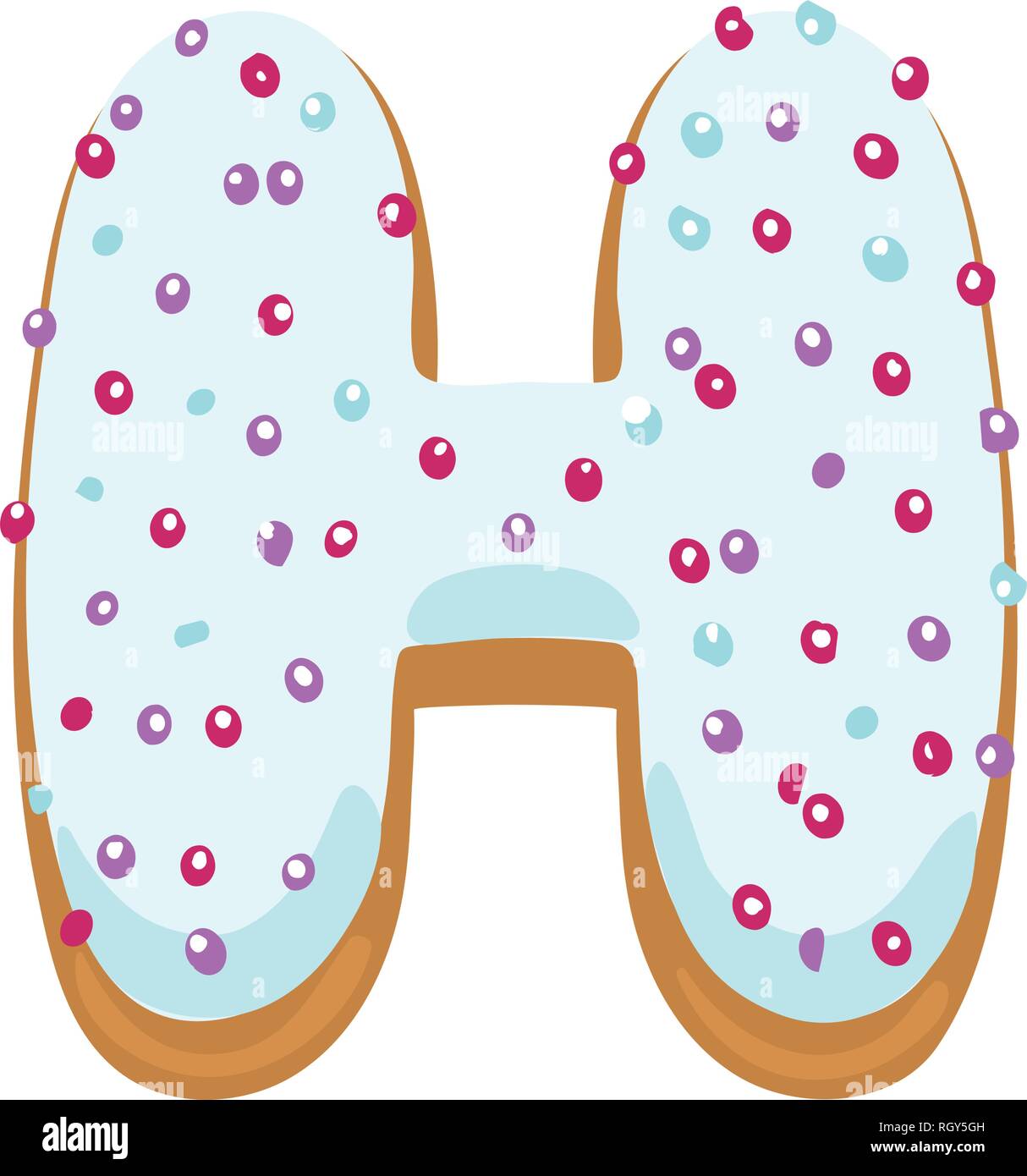 Ciambella di vetrate font vettoriali realistica la lettera H Illustrazione Vettoriale