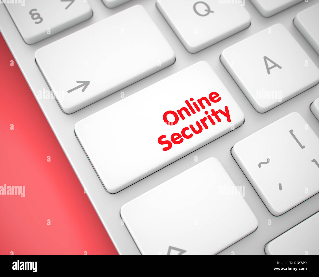La sicurezza online - iscrizione sul bianco tastiera Tastiera. 3D. Foto Stock