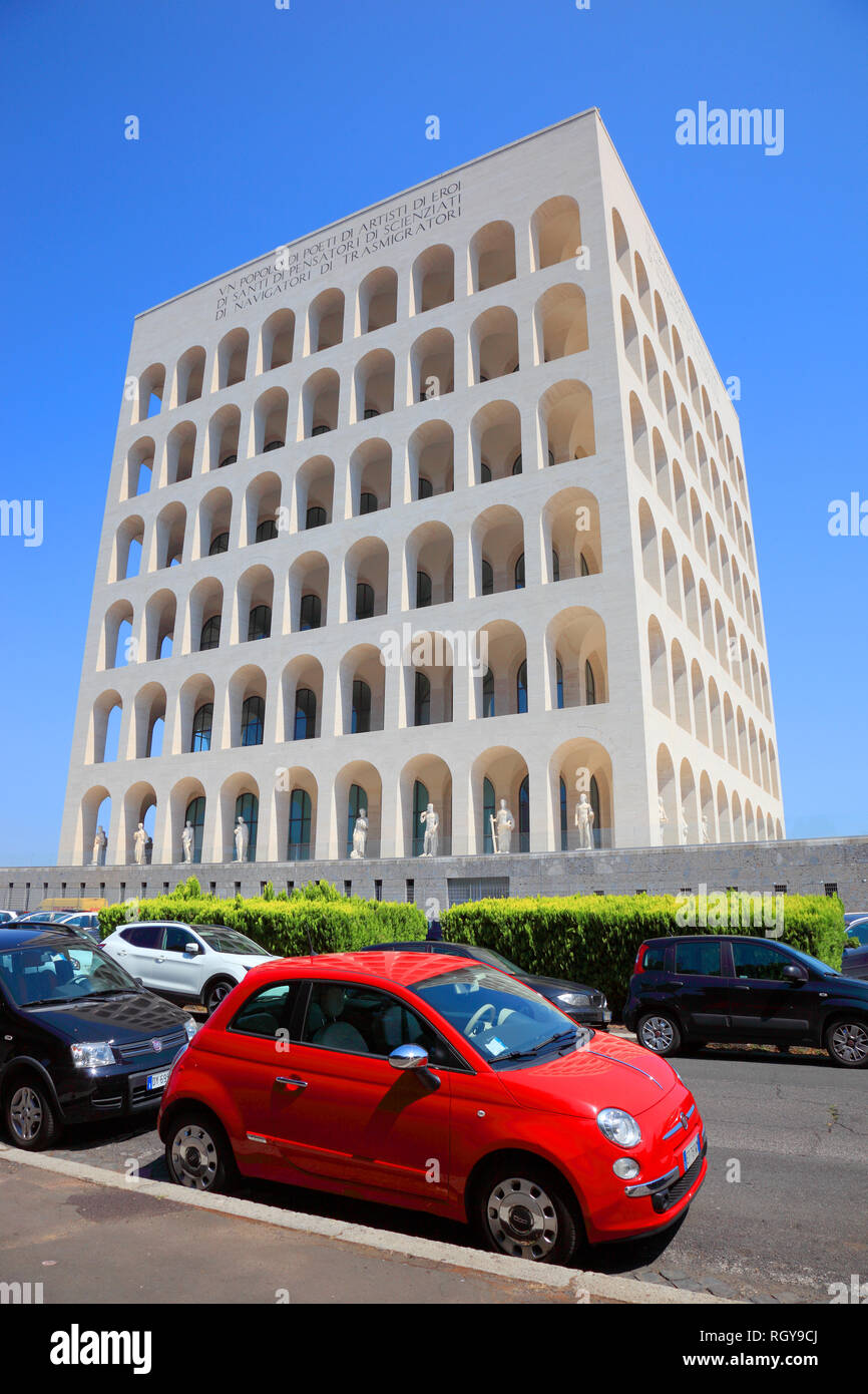 Palazzo della Civilta Italiana, Colosseo Quadrato, auch Palazzo della Civilta del Lavoro, Colosseo quadrato, Esposizione Universale di Roma, Weltausste Foto Stock