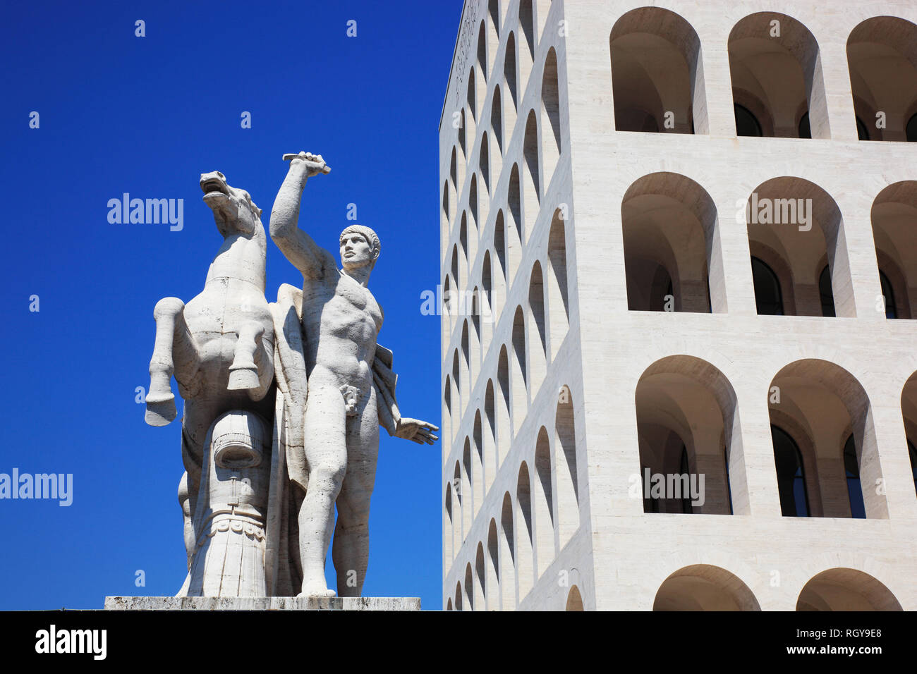 Palazzo della Civilta Italiana, Colosseo Quadrato, auch Palazzo della Civilta del Lavoro, Colosseo quadrato, Esposizione Universale di Roma, Weltausste Foto Stock