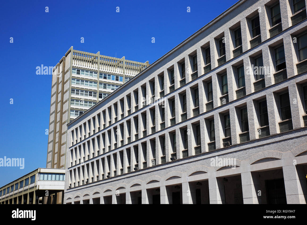 INPS, Istituto nazionale della Previdenza Sociale, Esposizione Universale di Roma, Weltausstellung Rom, EUR, Italien Foto Stock