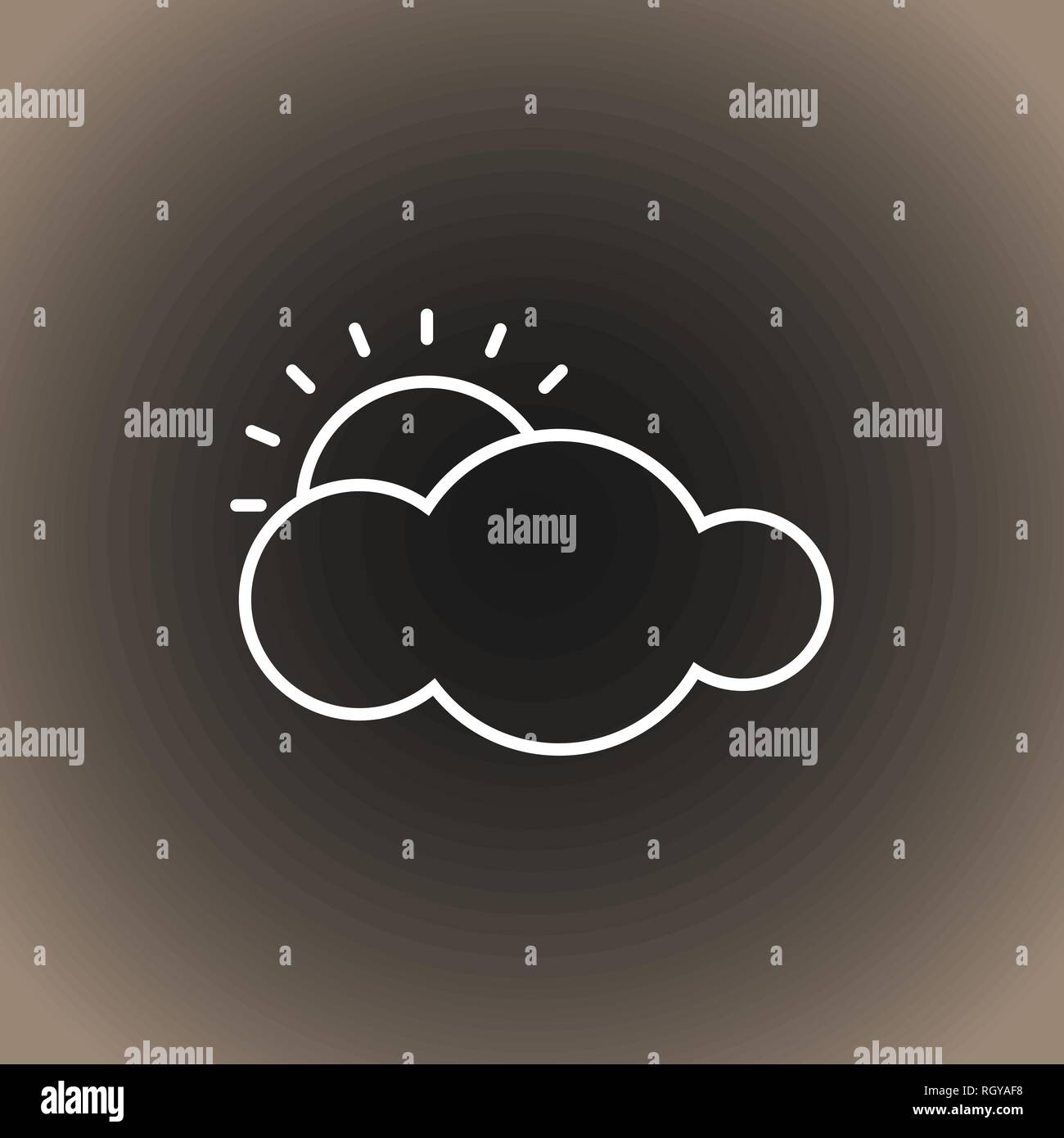 Profilo icona meteo. Il Cloud e il sole sul nero/grigio scuro e beige gradiente dello sfondo. Illustrazione vettoriale EPS10. Illustrazione Vettoriale