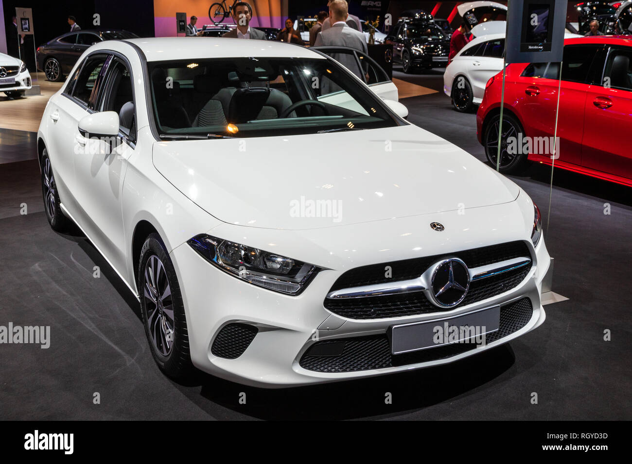 Bruxelles - Jan 18, 2019: Mercedes Benz una vettura di classe presentati presso la 97Bruxelles Motor Show 2019 Autosalon. Foto Stock