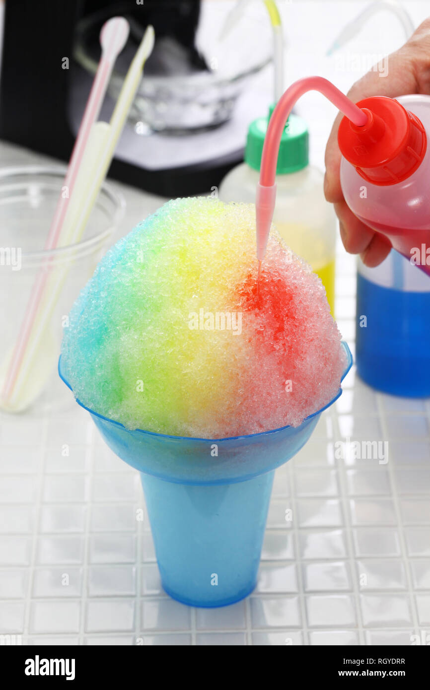 In casa rainbow rasato ghiaccio, Hawaiian dessert Foto Stock