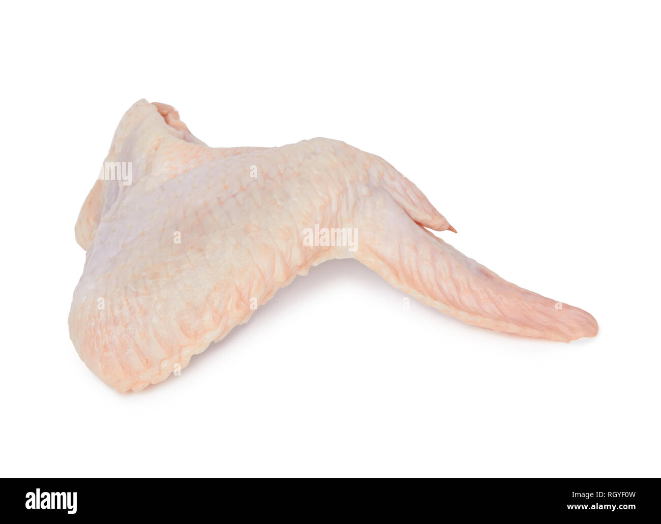Il pollo crudo ala isolati su sfondo bianco Foto Stock