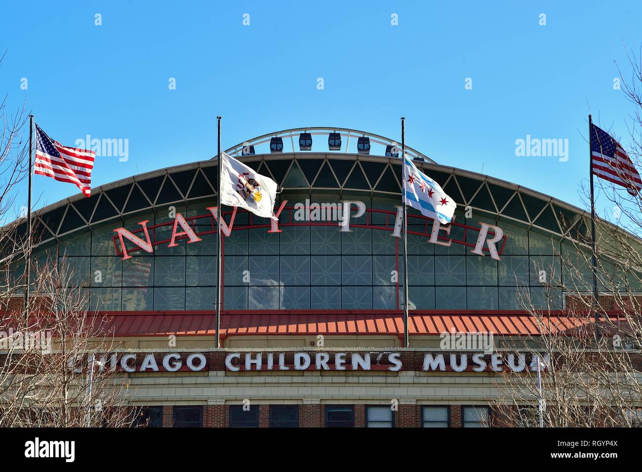 Chicago, Illinois, Stati Uniti d'America. Il west end di Navy Pier che alloggia il Chicago il museo dei bambini. Foto Stock