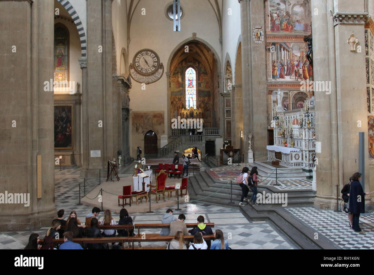 L'Italia, Firenze - 02 Aprile 2017: la vista interna della chiesa di Santa Maria Novella il 02 aprile 2017, Toscana, Italia. Foto Stock