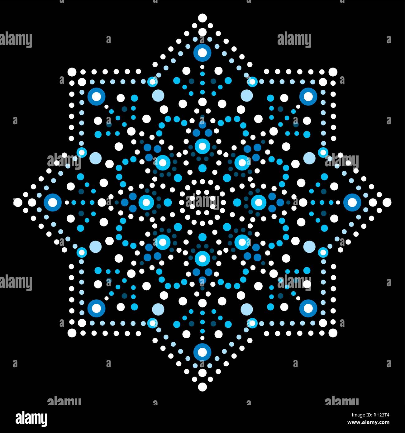 Il punto vettore d'arte il simbolo del fiocco di neve - Natale o pattern di inverno, tradizionali aborigene dot design verniciatura, indigeni decorazione da Australia Illustrazione Vettoriale