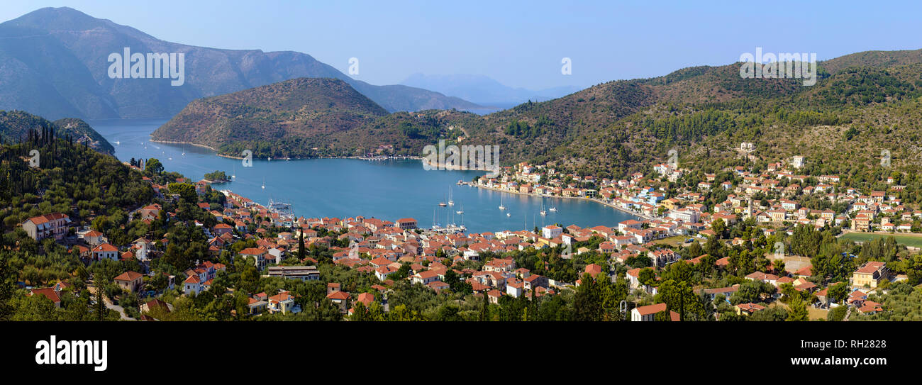 Foto panoramica di Vathi Ithaca isola Grecia Foto Stock