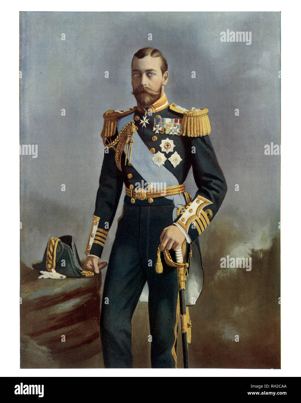 George V (George Frederick Ernest Albert; 3 Giugno 1865 - 20 gennaio 1936) era il re del Regno Unito e i domini britannici, e l'imperatore di India, dal 6 maggio 1910 fino alla sua morte nel 1936. Foto Stock