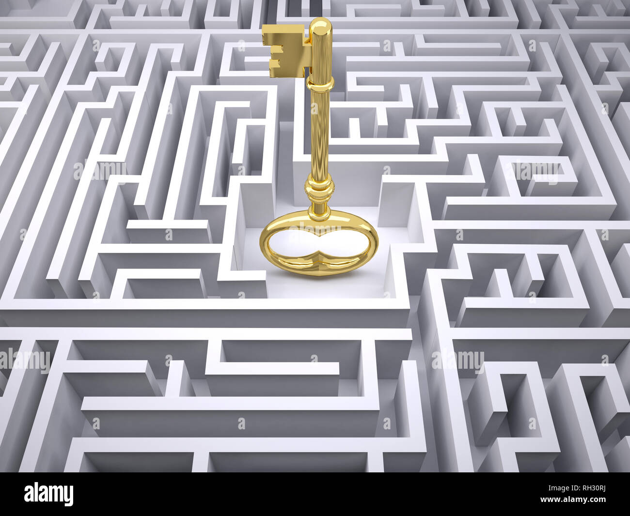 Maze e la chiave d'oro, 3d illustrazione Foto Stock