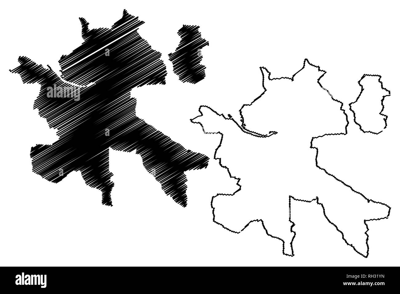 Zilina City (Slovacchia, Repubblica Slovacca city) mappa illustrazione vettoriale, scribble schizzo città di Zilina mappa Illustrazione Vettoriale