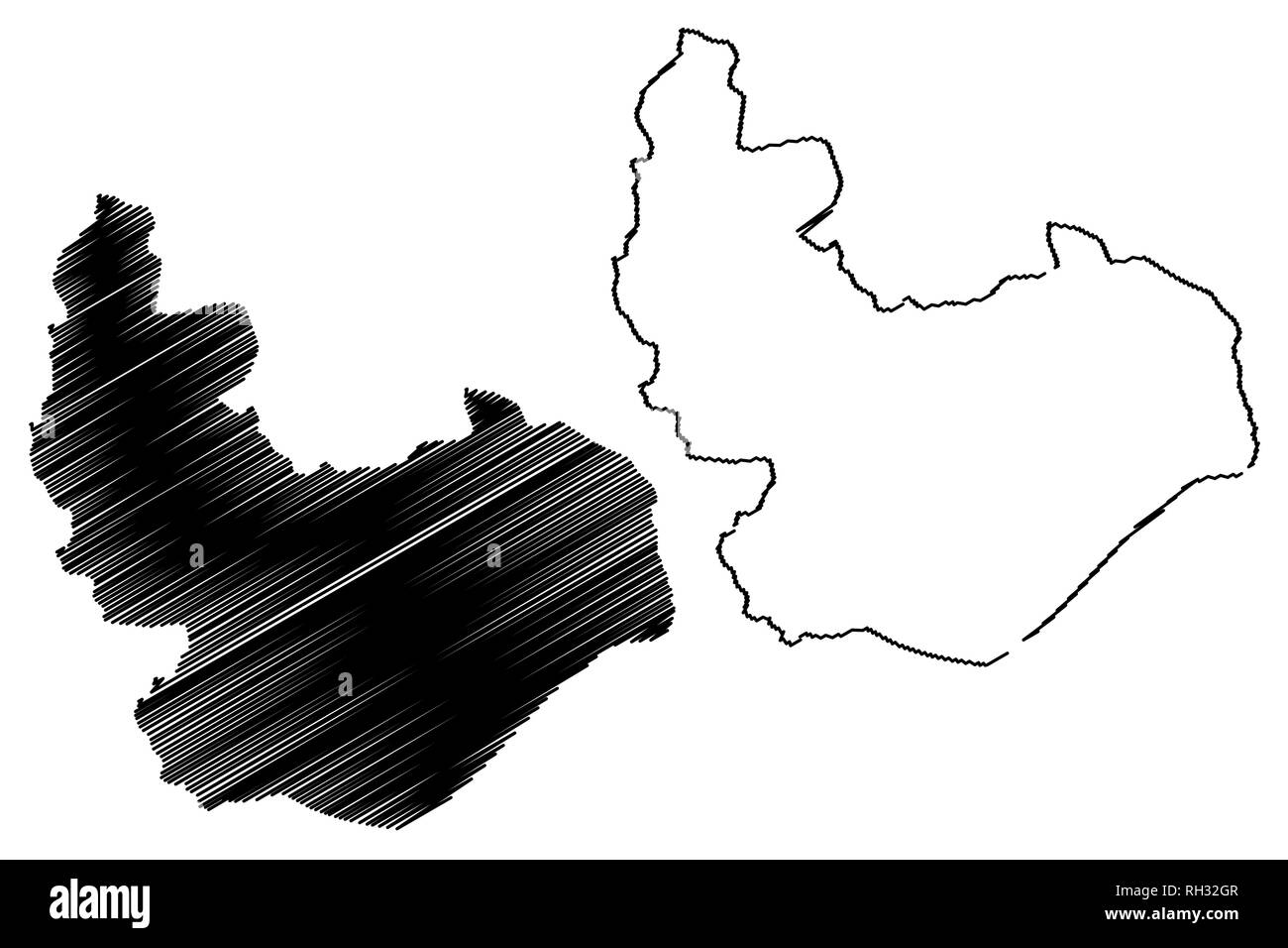 Nello Stato di Plateau (suddivisioni della Nigeria, stato federato della Nigeria) mappa illustrazione vettoriale, scribble sketch mappa di Plateau Illustrazione Vettoriale