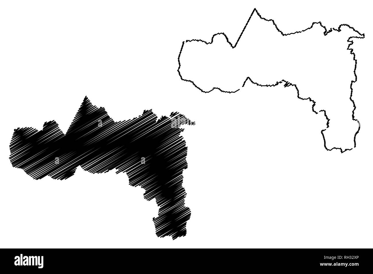 Tigray (Repubblica federale democratica d'Etiopia, Corno d Africa, delle regioni e delle città chartered di Etiopia) mappa illustrazione vettoriale, scribble sk Illustrazione Vettoriale