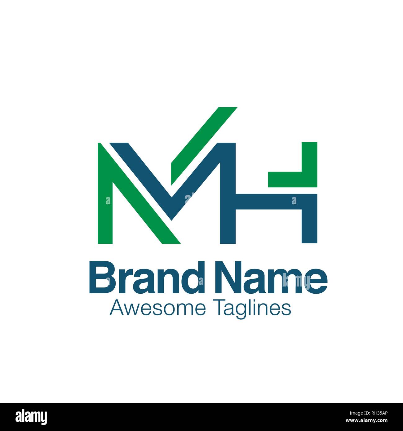 Creative lettera iniziale MH vettore logo elemento di concetto Illustrazione Vettoriale