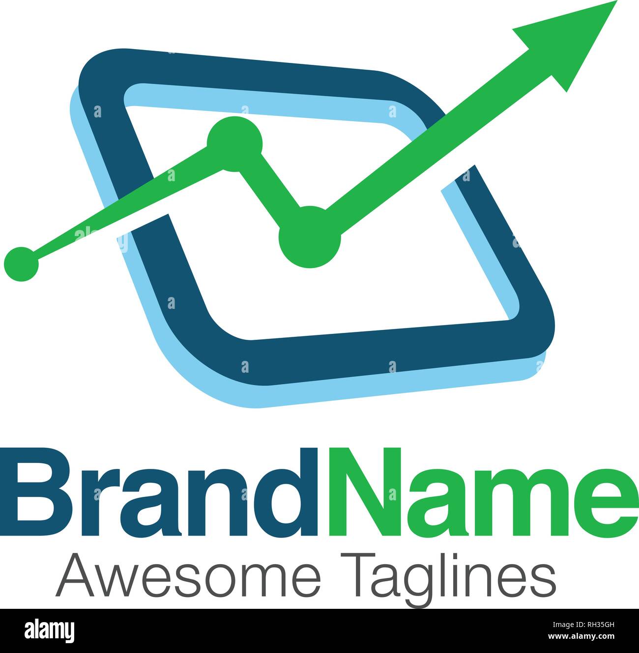 Creative mercato finanziario logo. marketing exchange con la freccia rivolta verso l'alto simbolo di statistica Illustrazione Vettoriale