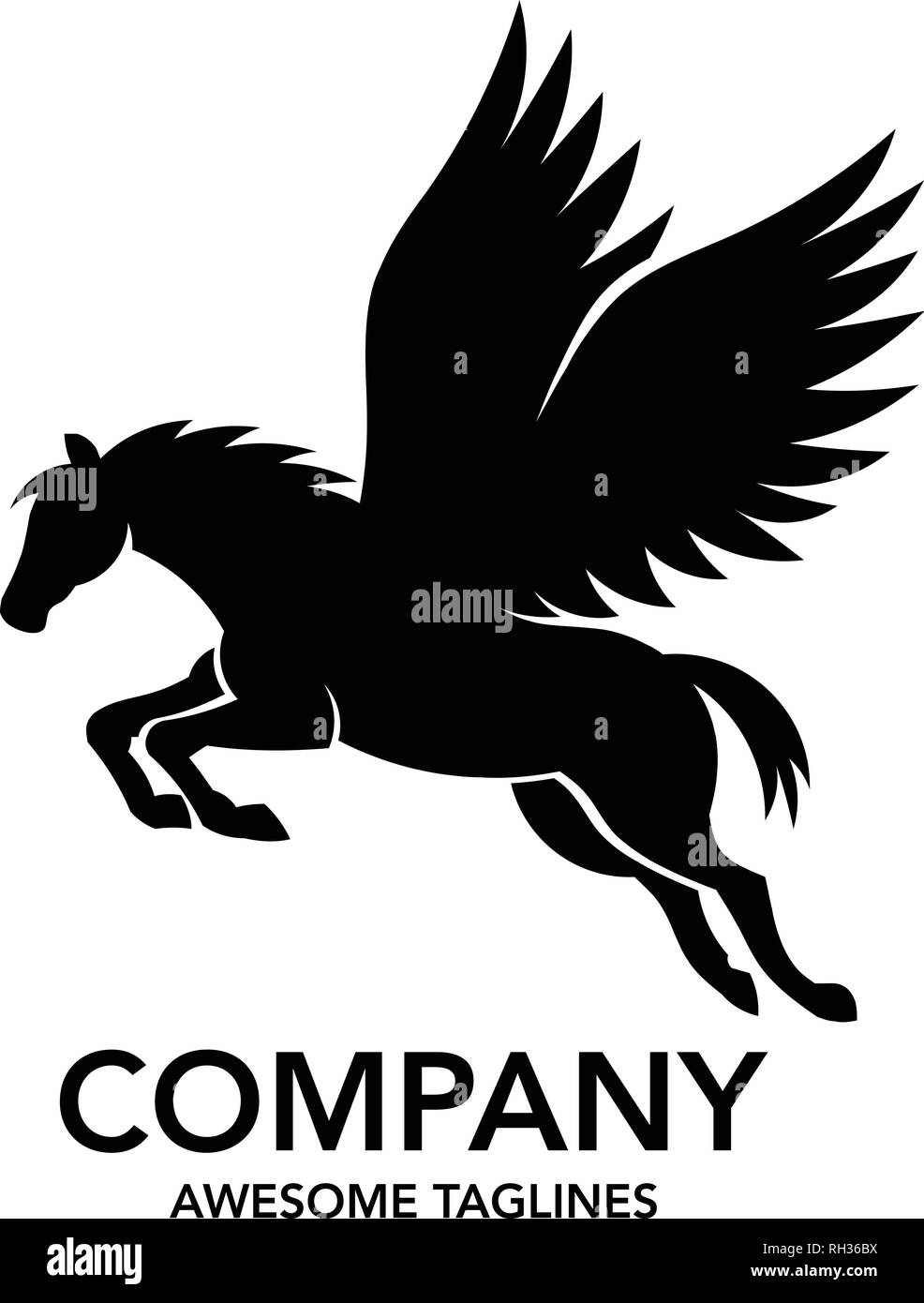 Logo Pegasus vettore. Stilizzata cavallo alato logo illustrazione vettoriale. Illustrazione Vettoriale