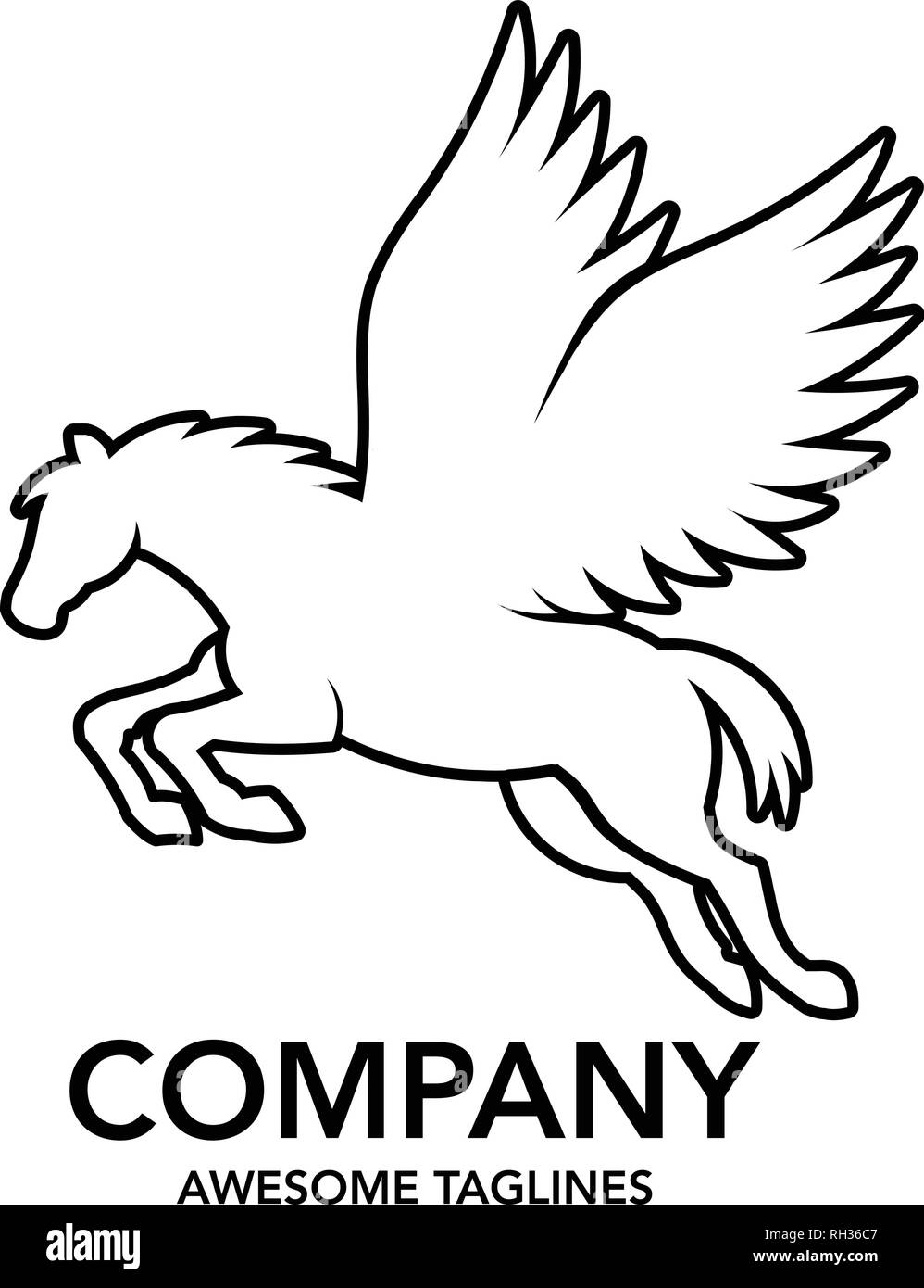 Logo Pegasus vettore. Stilizzata cavallo alato logo illustrazione vettoriale. Illustrazione Vettoriale