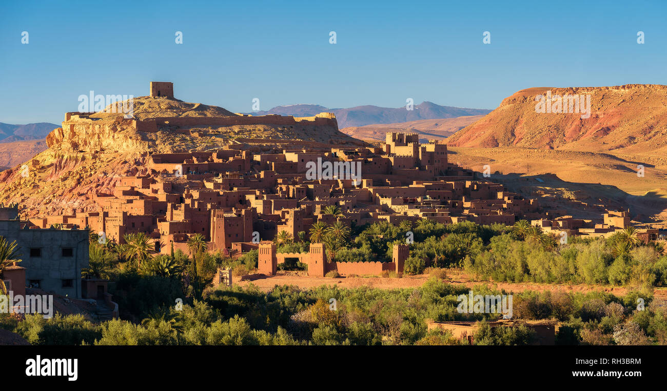 Ait Benhaddou in Marocco al tramonto Foto Stock