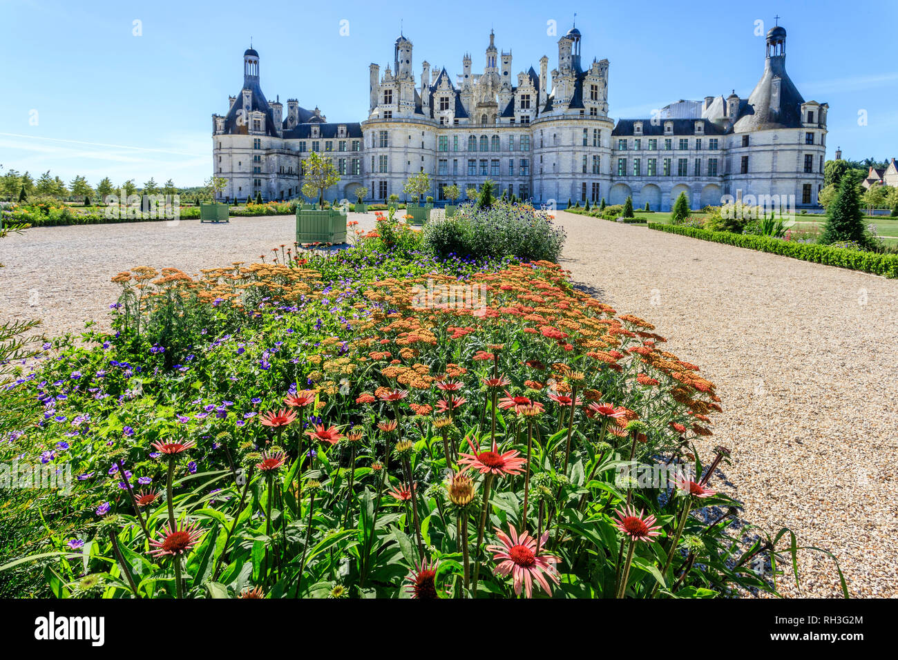 Francia, Loir et Cher, Chambord, Castello di Chambord, il francese giardino formale o le jardin a la française // Francia, Loir-et-Cher (41), Chambord, chât Foto Stock