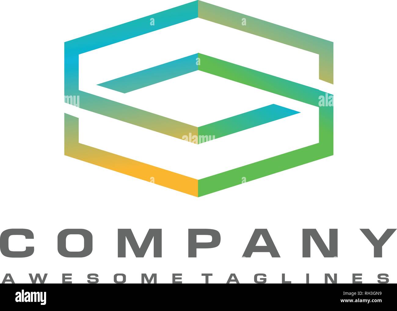 Creative lettera iniziale S esagonale colore forma vettoriale logotipo modello Illustrazione Vettoriale