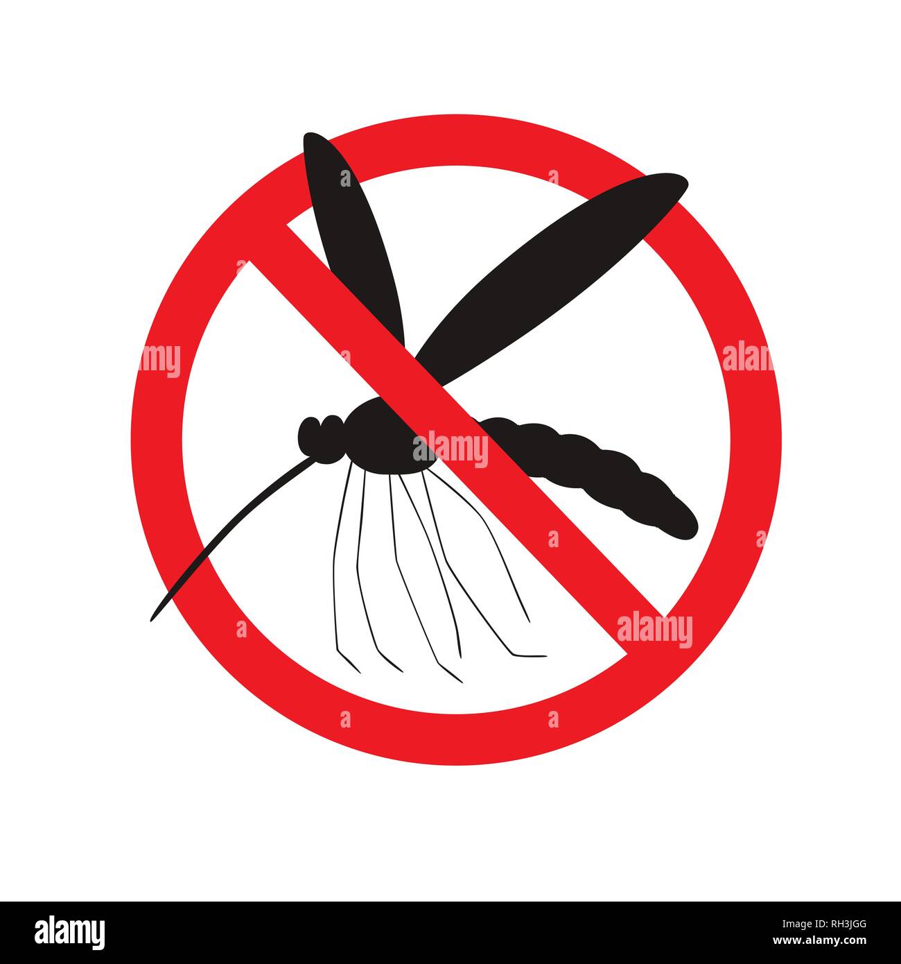 Zanzara selvatici in rosso strike-attraverso il cerchio. Illustrazione Vettoriale bianco su sfondo isolato. Illustrazione Vettoriale