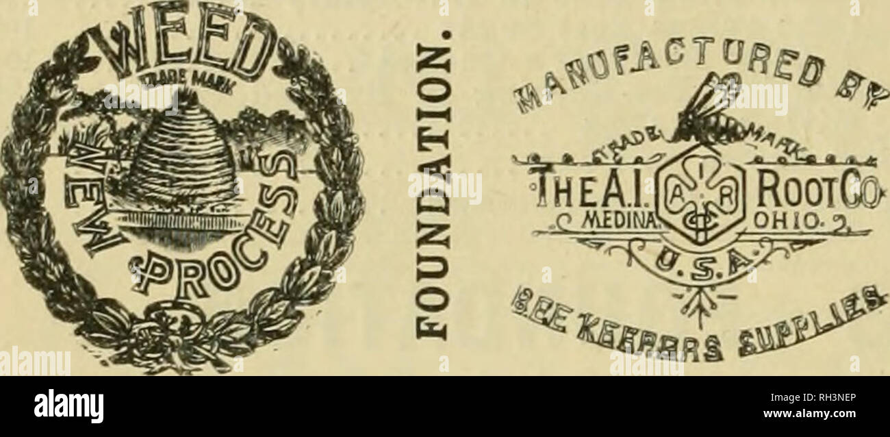 . British bee ufficiale &AMP; gli apicoltori consigliere. Le api. 11 IL BRITISH BEE ufficiale. [14 maggio 1908. Il British Bee ufficiale stabilito 1873. Un giornale settimanale dedicata agli interessi degli apicoltori. Edito da T. W. COWAN, F.L.S., &amp;e., e W. BROUGHTON CARR. Orrici: B. Henrietta-street, visitare il Giardino di sfiato, Londra, W.C.. I concessionari e gli apicoltori vedrà i suddetti marchi stampigliati su ogni pacchetto originale di root, erbacce e sulla slitta all interno di ogni tale confezione, dal 1 lb. al 50 lb. dimensioni. " WEED " eccelle ell altre fondazioni in puro- ness, con impossibilità di comunicare fallo Foto Stock