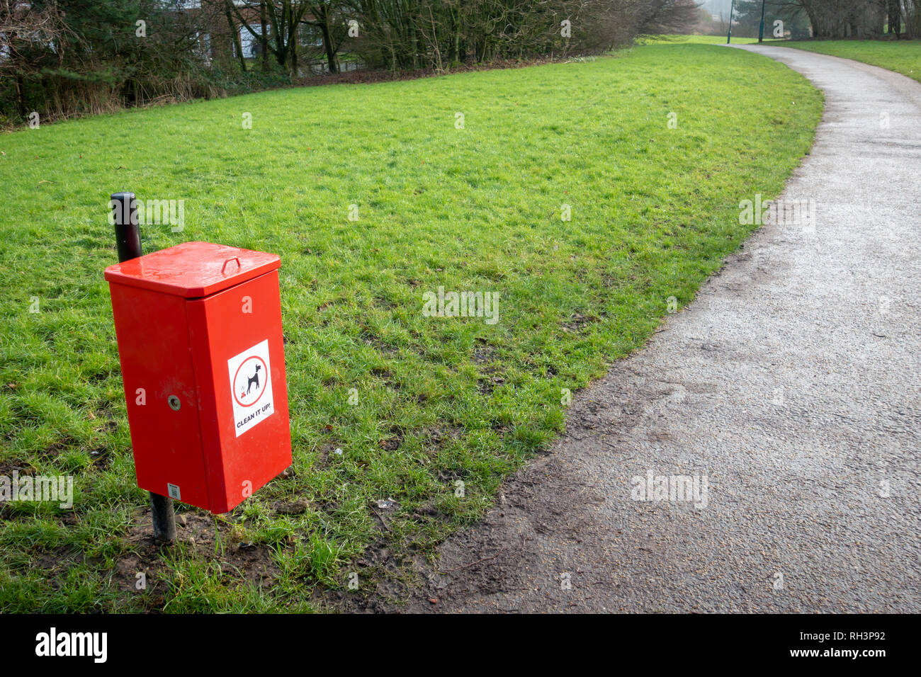 Un cane bidone dei rifiuti a Bury, Lancashire Foto Stock