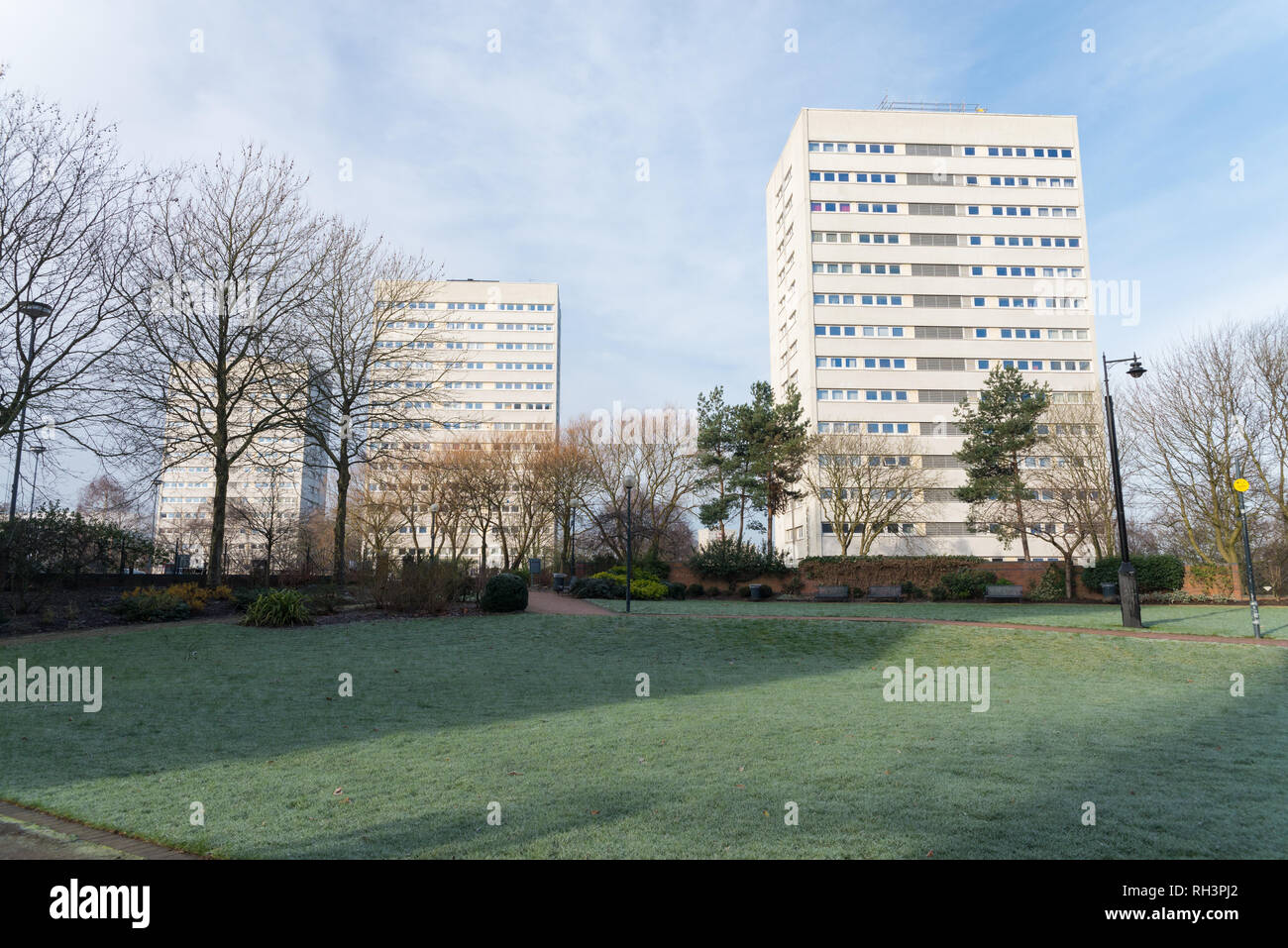 Elevato aumento di blocchi di appartamenti in unità Danielle, Birmingham Foto Stock