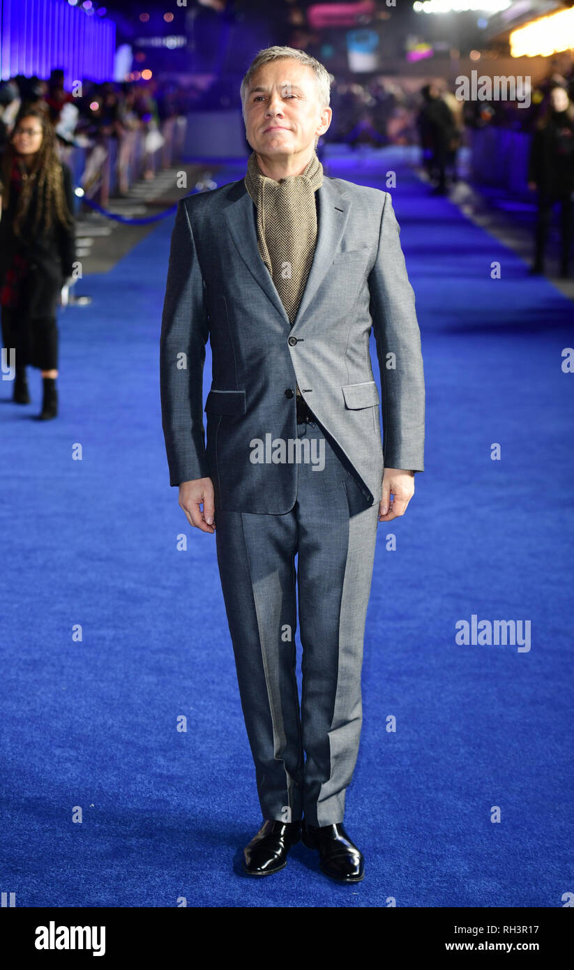 Christoph Waltz frequentando la premiere mondiale di Alita: Battle Angel, tenutosi a l'Odeon Leicester Square a Londra. Foto Stock