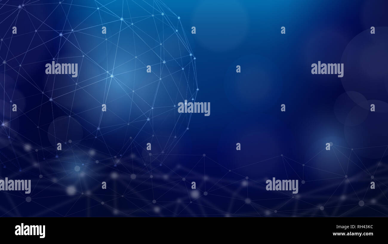 Wire frame sfera poligonale futuristica tecnologia e scienza sfondo, il cyberspazio uno sfondo di networking. Foto Stock