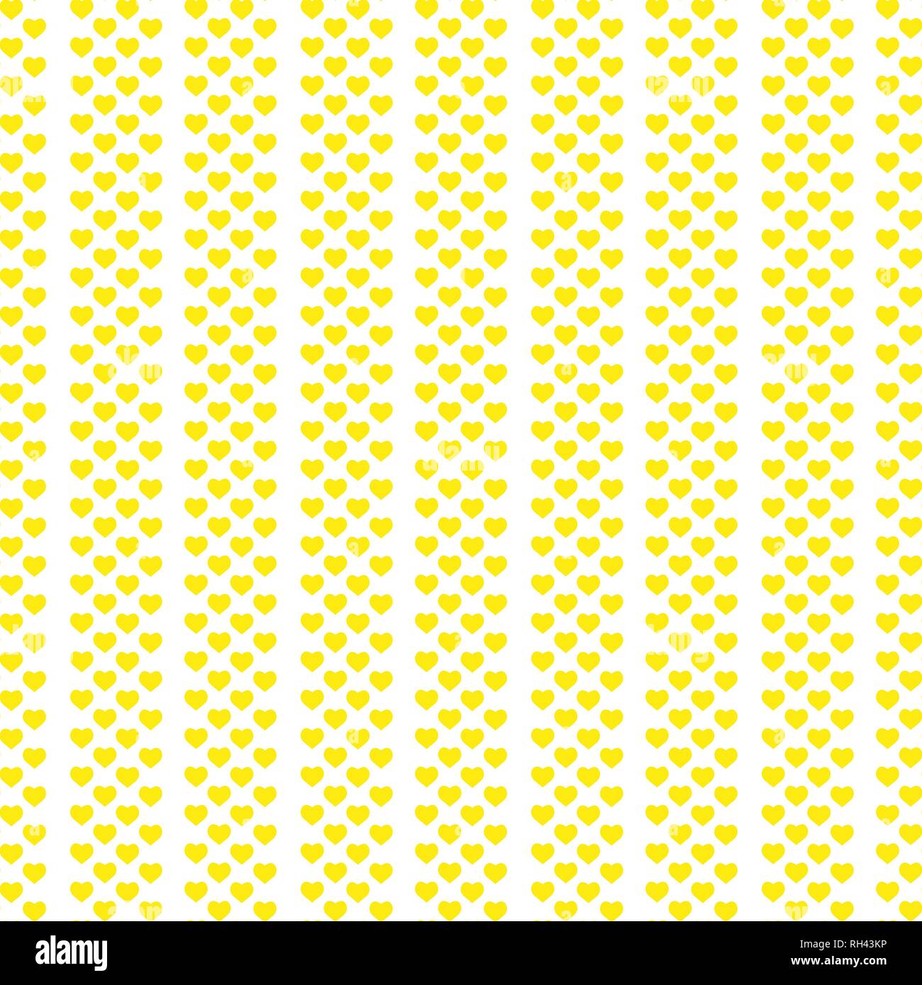 Giallo seamless modello cuore sfondo bianco .EPS 10 Illustrazione Vettoriale