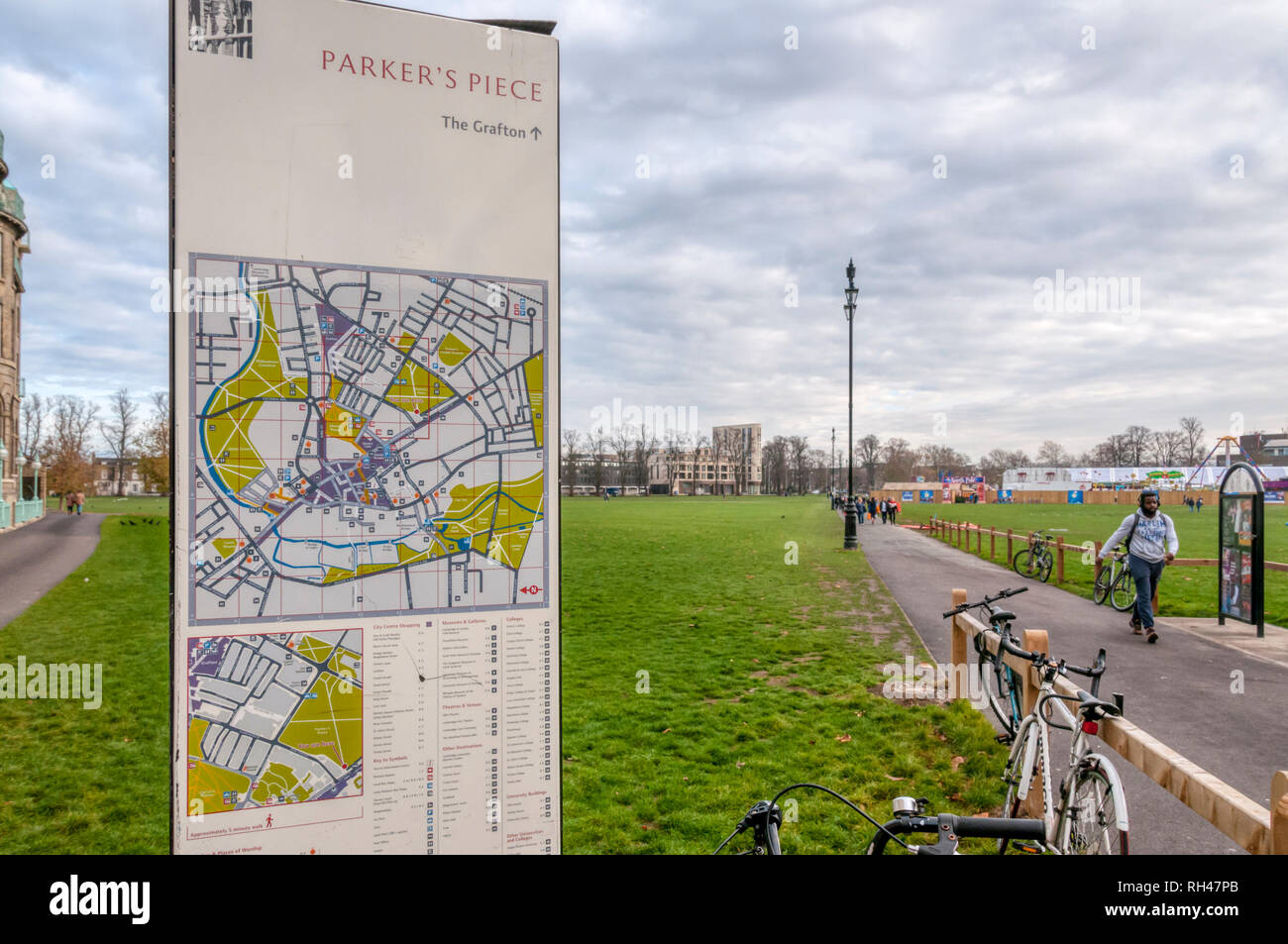 Parker's pezzo, uno spazio verde vicino al centro di Cambridge, è creduto per essere il luogo di nascita di regole di associazione calcio in 1863. Foto Stock