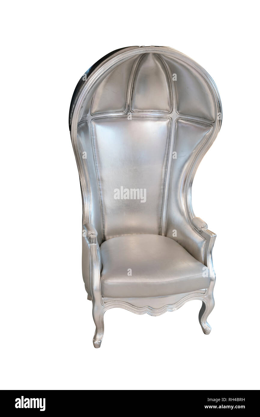 Mezza Cupola, sedia a palloncino trono, imbottiti in tessuto argento Foto Stock