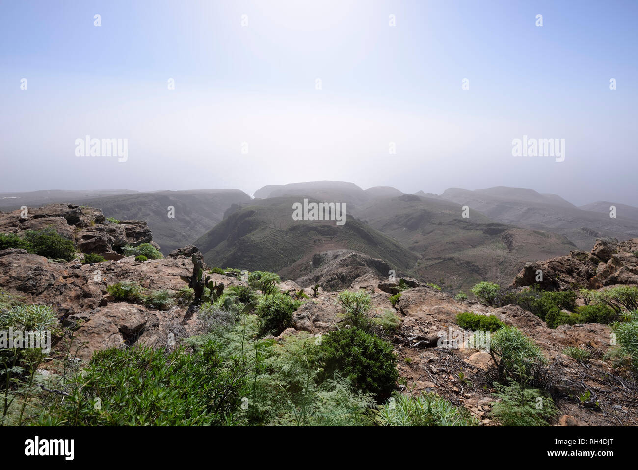 Vista dal calvario hill Roque Calvario, a Alajero, La Gomera, isole Canarie, Spagna Foto Stock