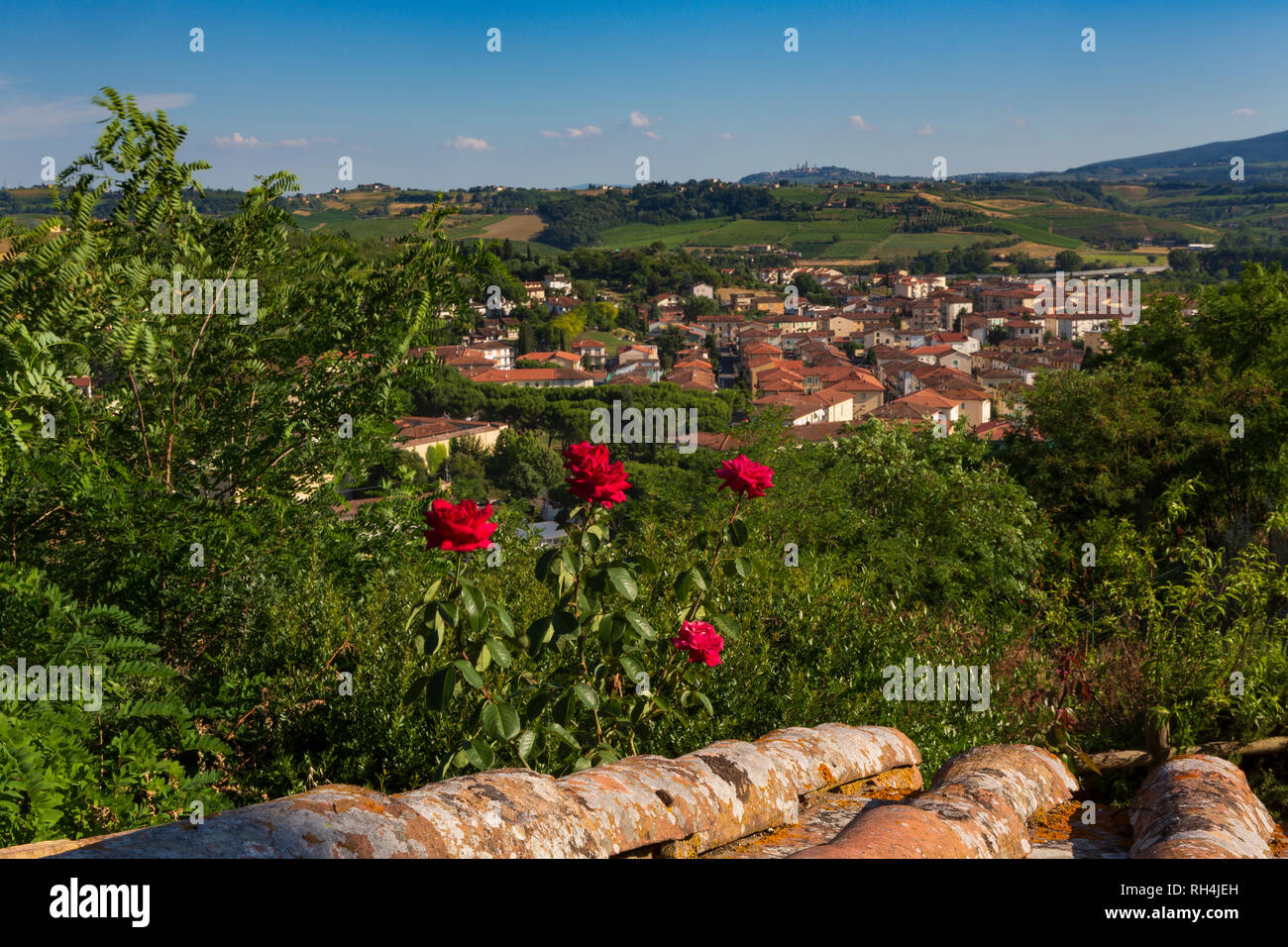 Certaldo, una città e comune della Toscana, Italia, nella Città Metropolitana di Firenze, nel mezzo della Valdelsa. Foto Stock