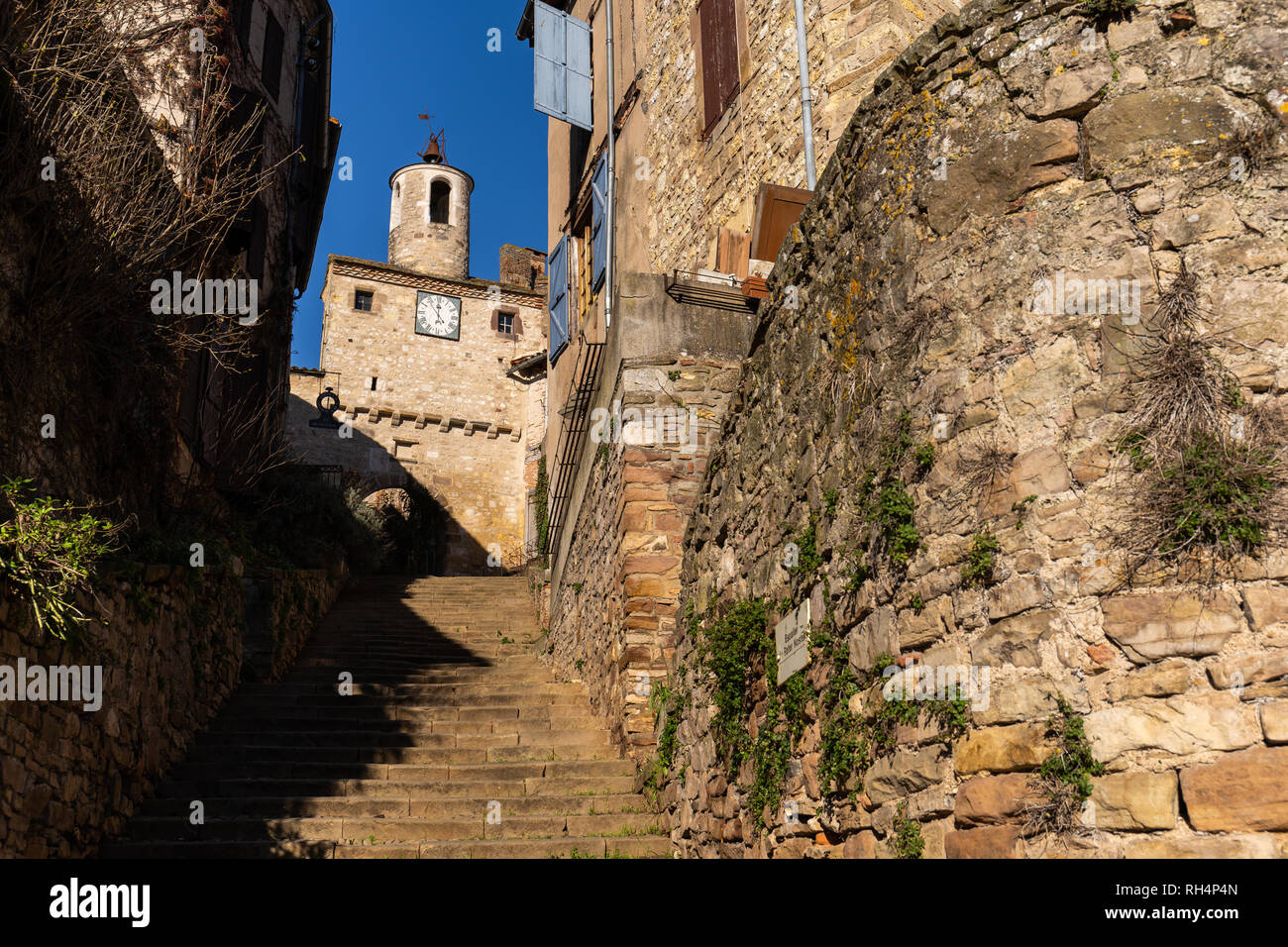 Vista della piccola città di Cordes-sur-Ciel, Foto Stock