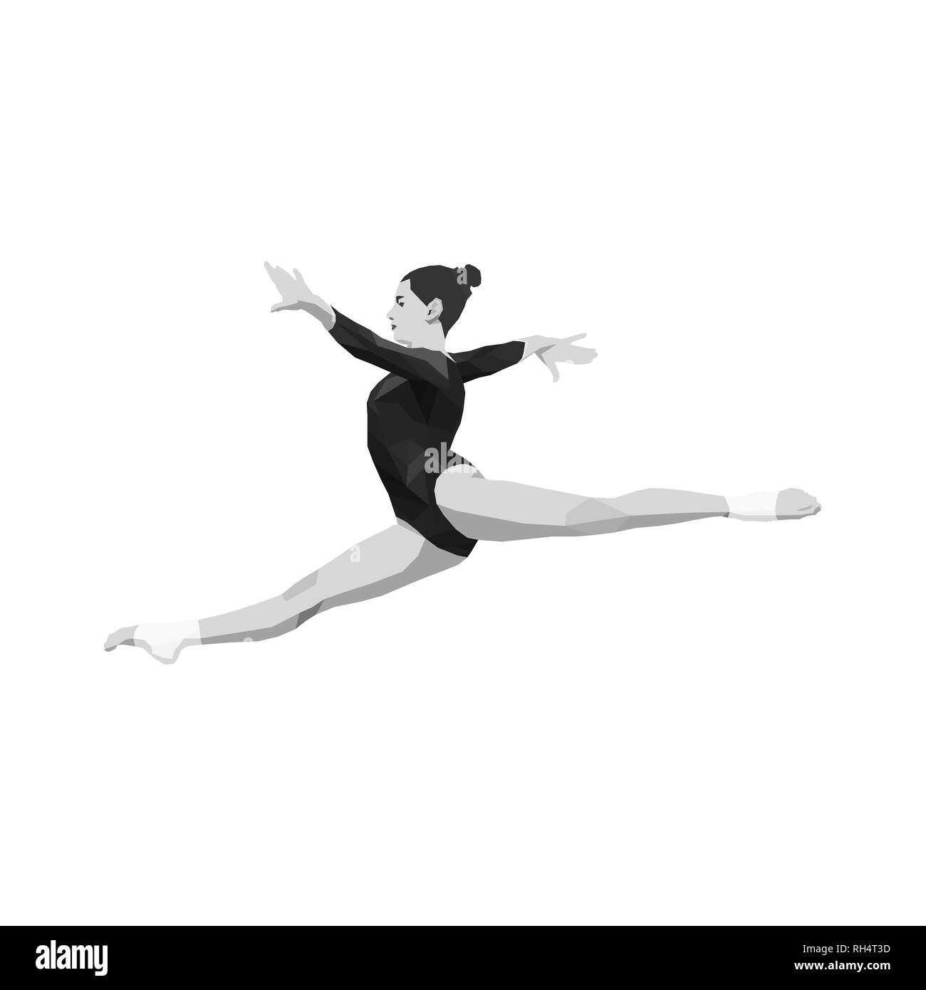 Split leap ginnasta donne nella ginnastica artistica Foto Stock