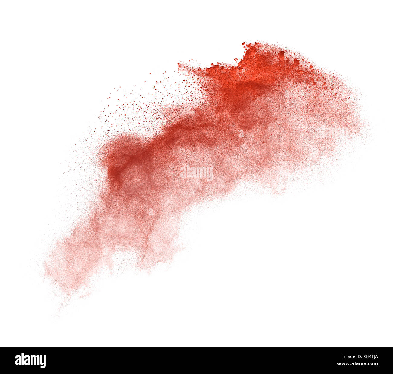 Bloccare il movimento della polvere rossa esplosione isolati su sfondo bianco. Foto Stock