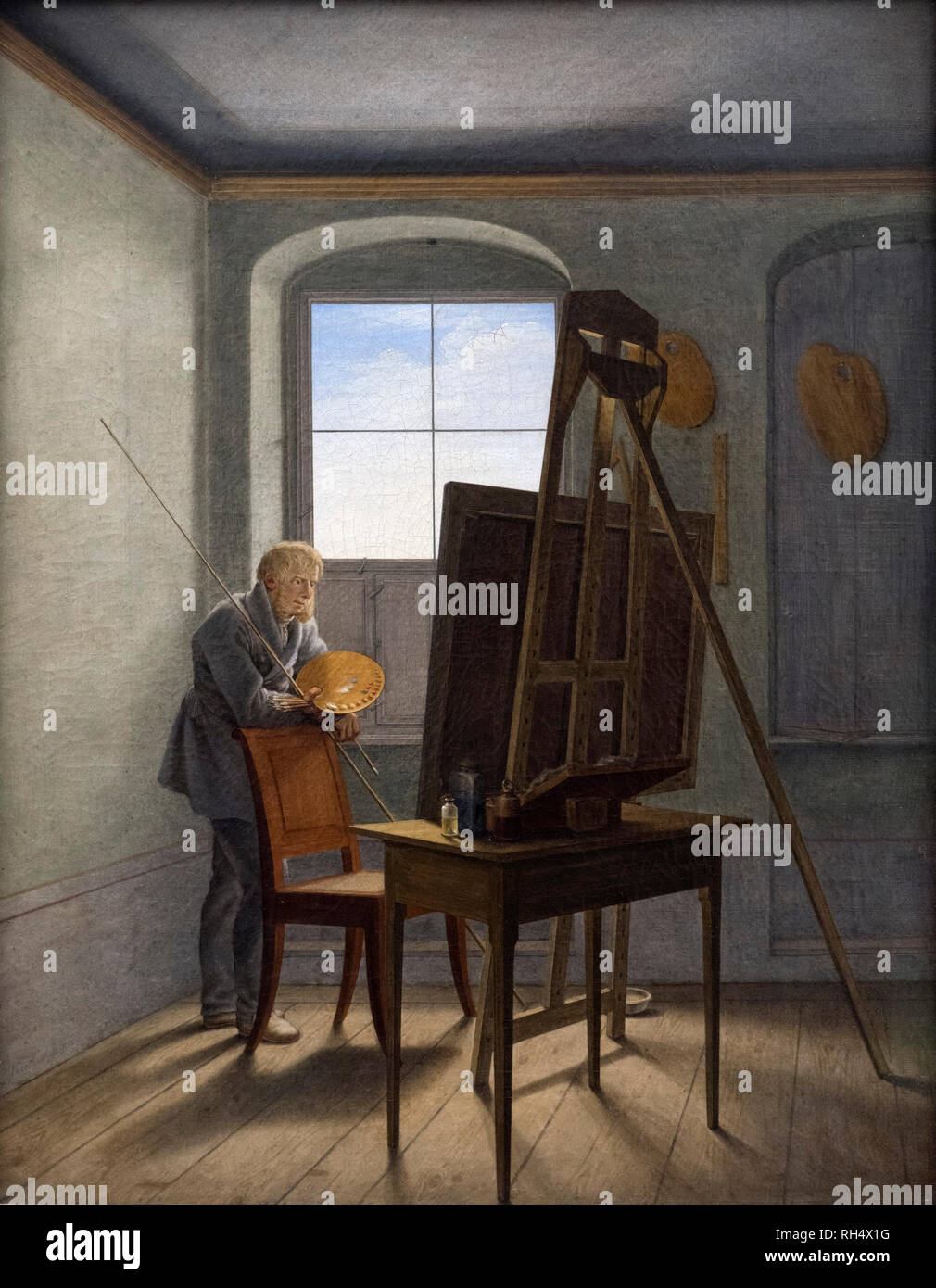 Georg Friedrich Kersting (1785-1847), Caspar David Friedrich nel suo studio, 1812. Caspar David Friedrich in seinem Atelier. Foto Stock