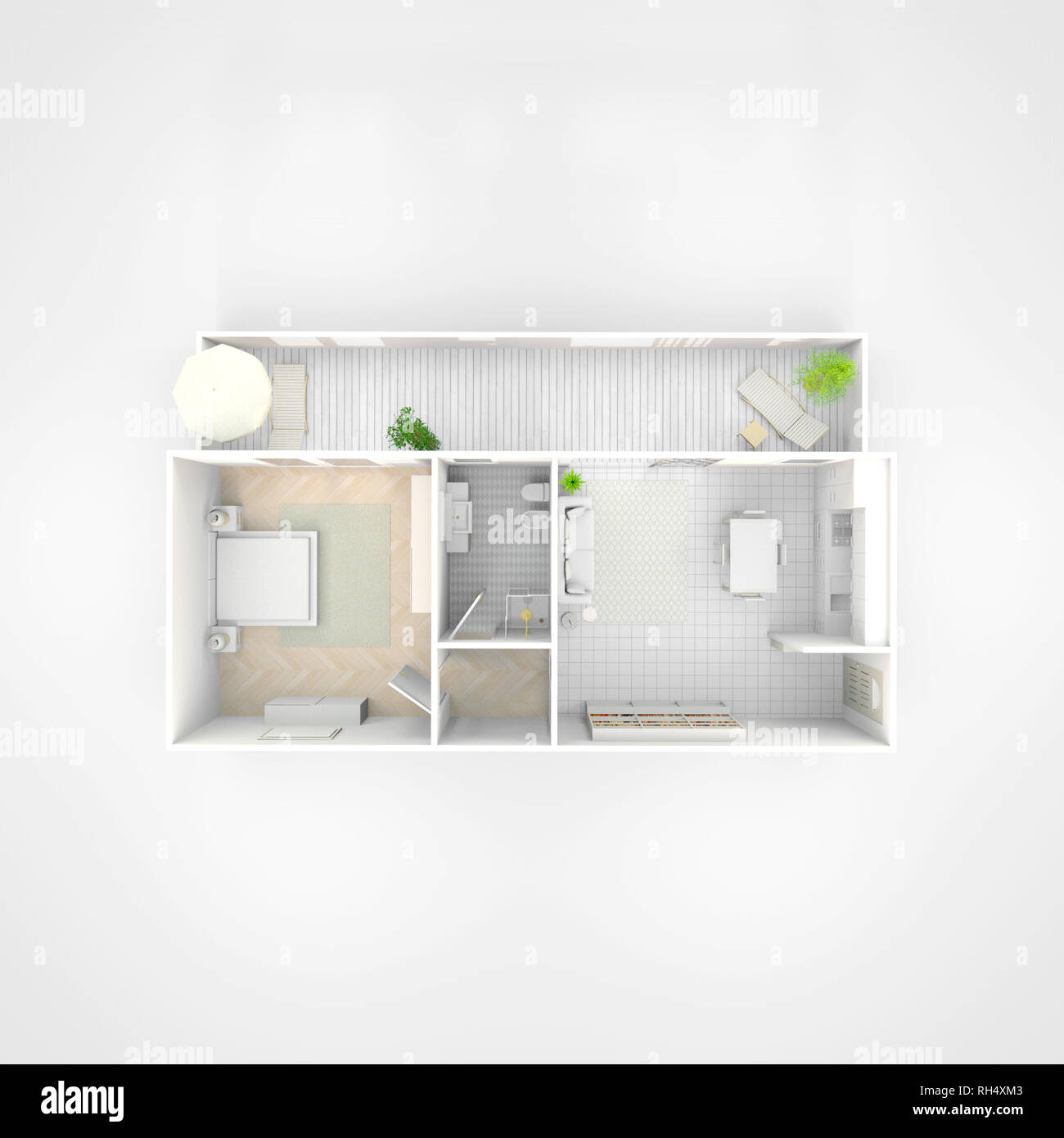 3D Interni rendering illustrazione di arredato appartamento home Foto Stock