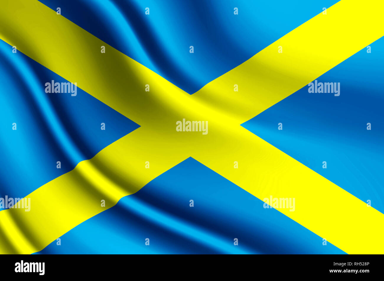 Saint Alban croce moderna e realistica closeup 3D illustrazione di bandiera. Perfetto per lo sfondo o scopi di texture. Foto Stock