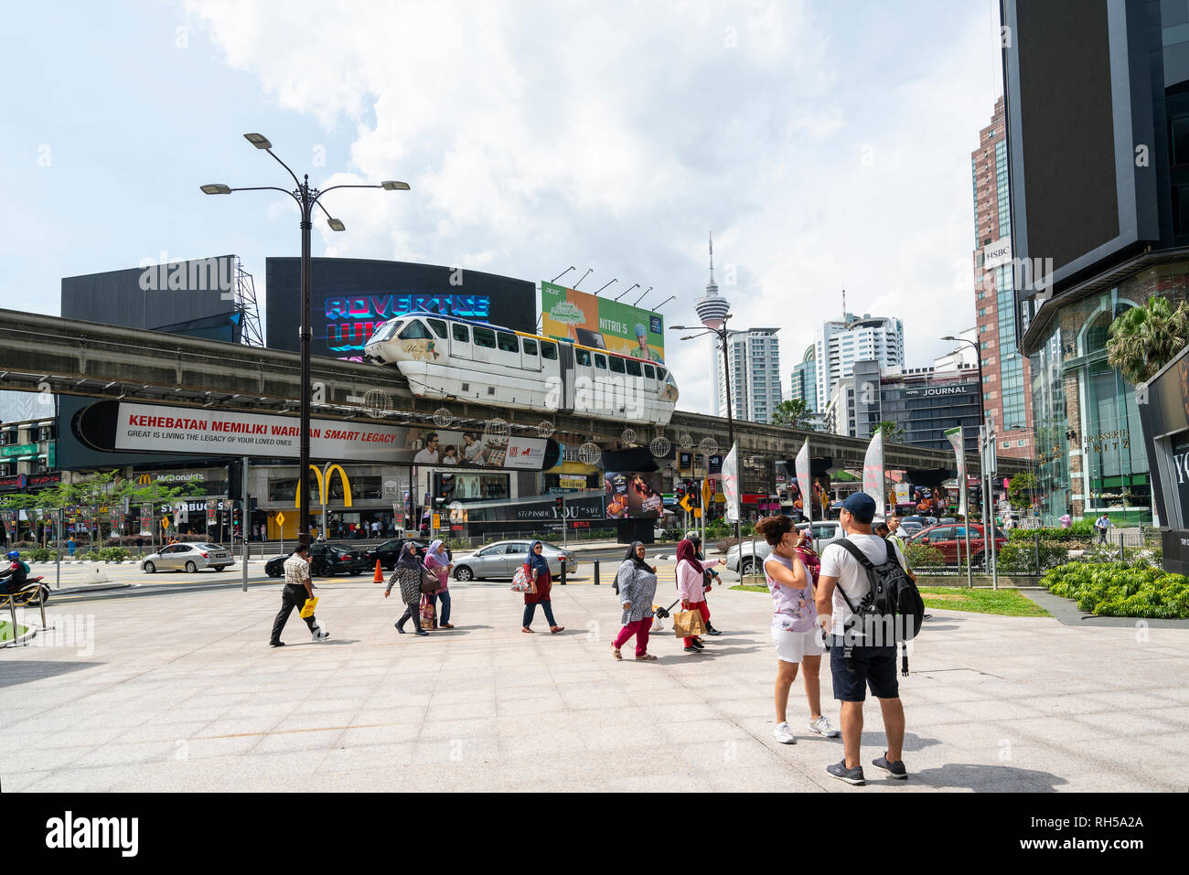 Una vista della Monorotaia al centro di Kuala Lumpur Foto Stock