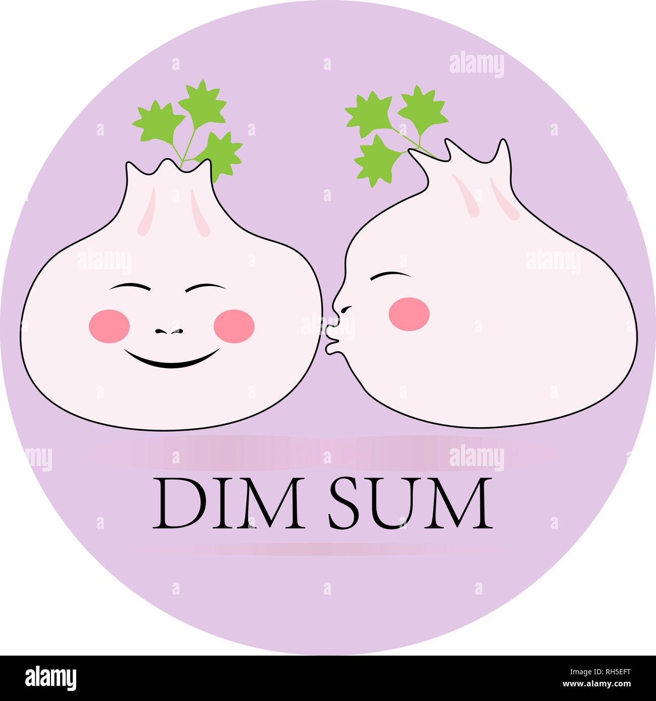 Gnocchi di divertenti kiss ogni altro logo Dim Sum Illustrazione Vettoriale