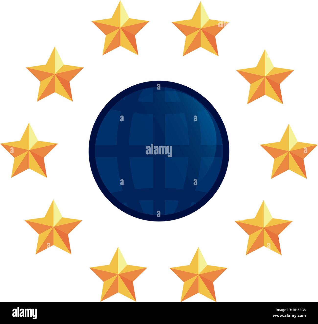 Mondo stelle intorno a emblema copyright illustrazione vettoriale Illustrazione Vettoriale