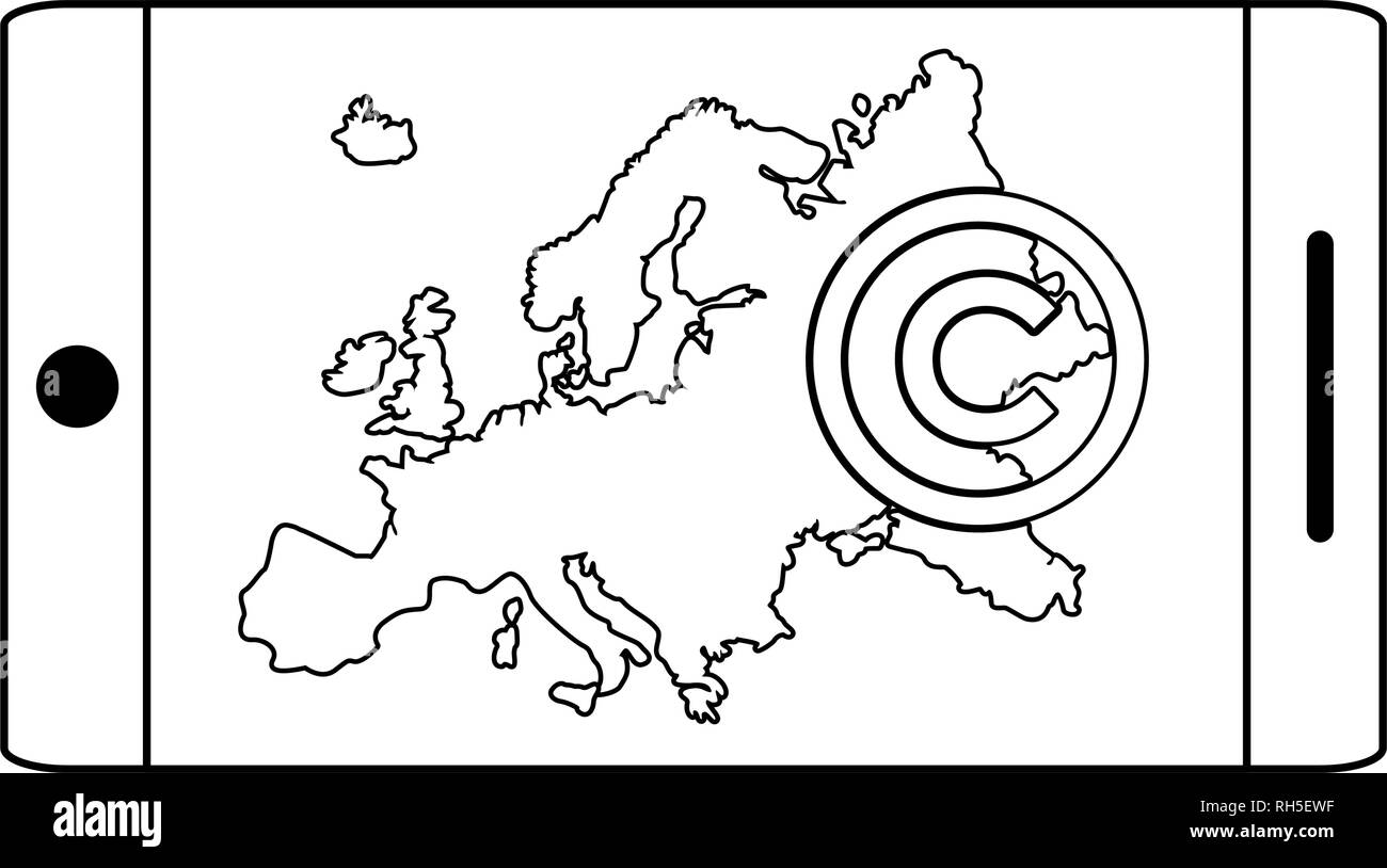 App per smartphone unione europea copyright illustrazione vettoriale Illustrazione Vettoriale