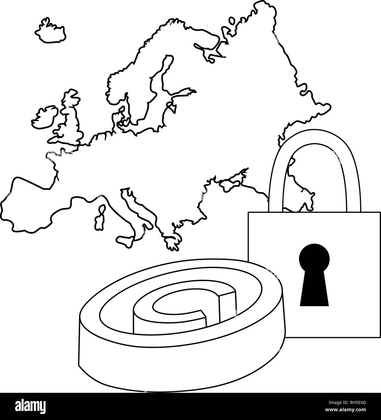 Unione europea la protezione digitale copyright di proprietà intellettuale illustrazione vettoriale Illustrazione Vettoriale